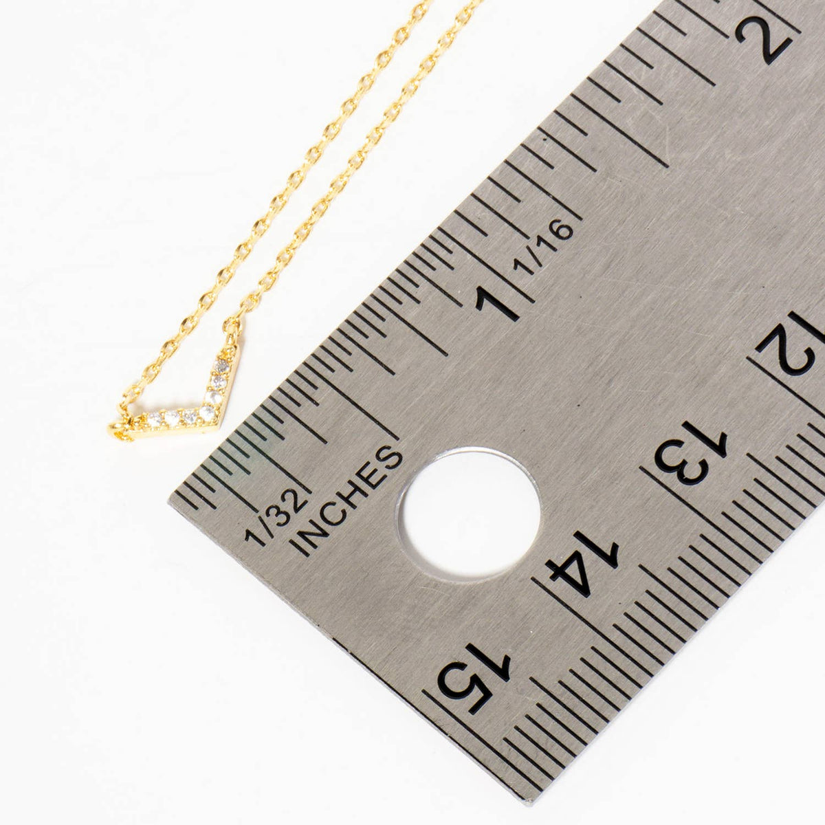 Minimalist Pavé CZ Chevron V-Necklace