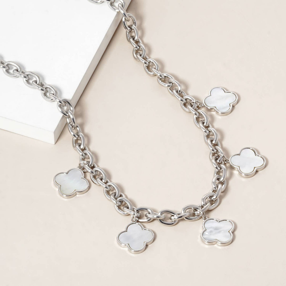 Minimalist Clover Charm Link Necklace
