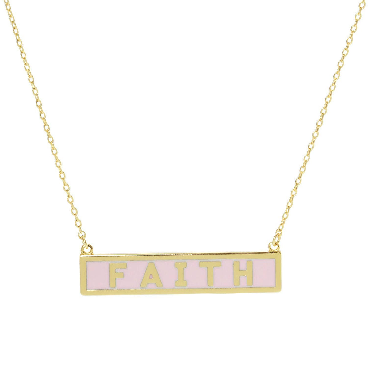 Gold Plated Mini Bar FAITH Necklace