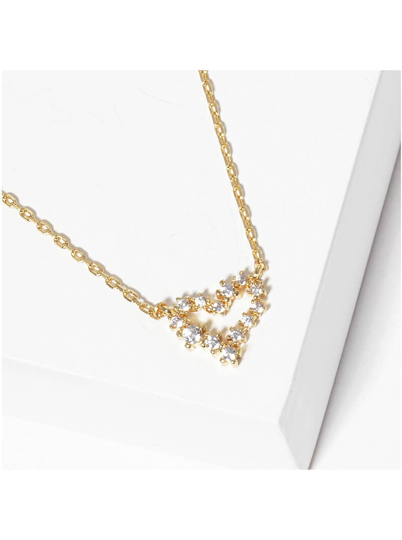 Minimalist Dainty Pave CZ Open Heart Necklace