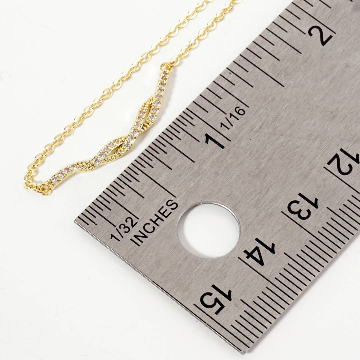 Curved Interwoven Pendant 18K-Gold-Dipped Brass Necklace