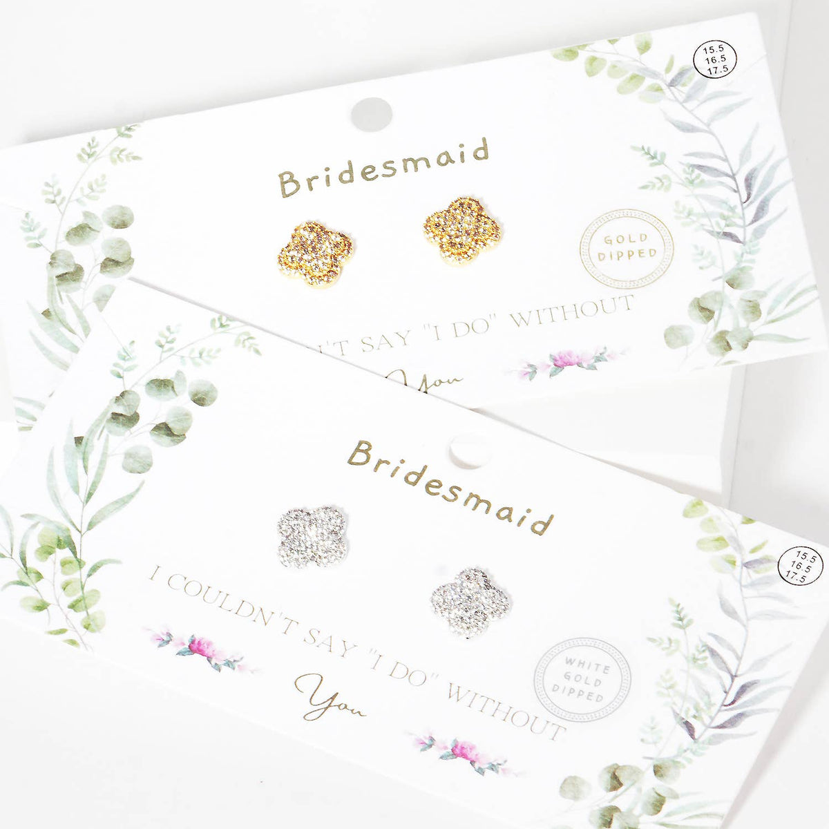 Pave Clover Bridesmaid Proposal Stud Earrings