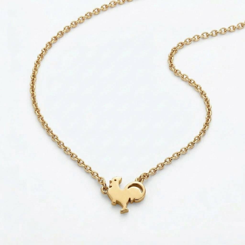 Minimalist Rooster Pendant Necklace
