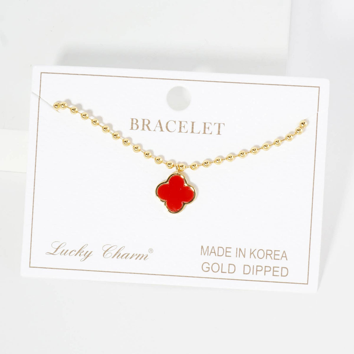 Minimalist Beaded Clover Charm Bracelet