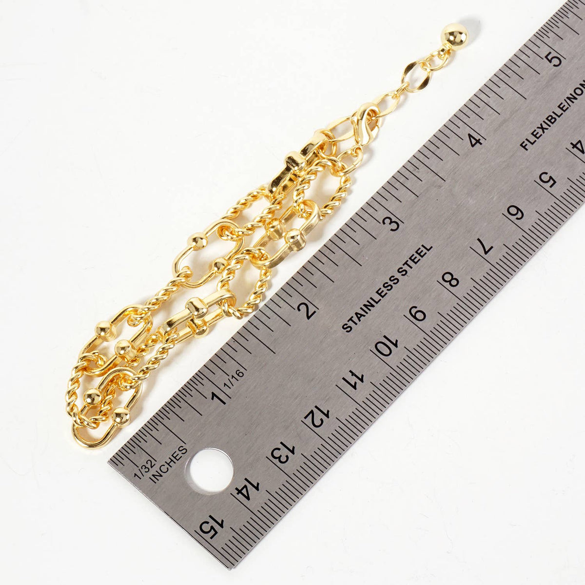 Mixed Texture U-Link Chain Bracelet