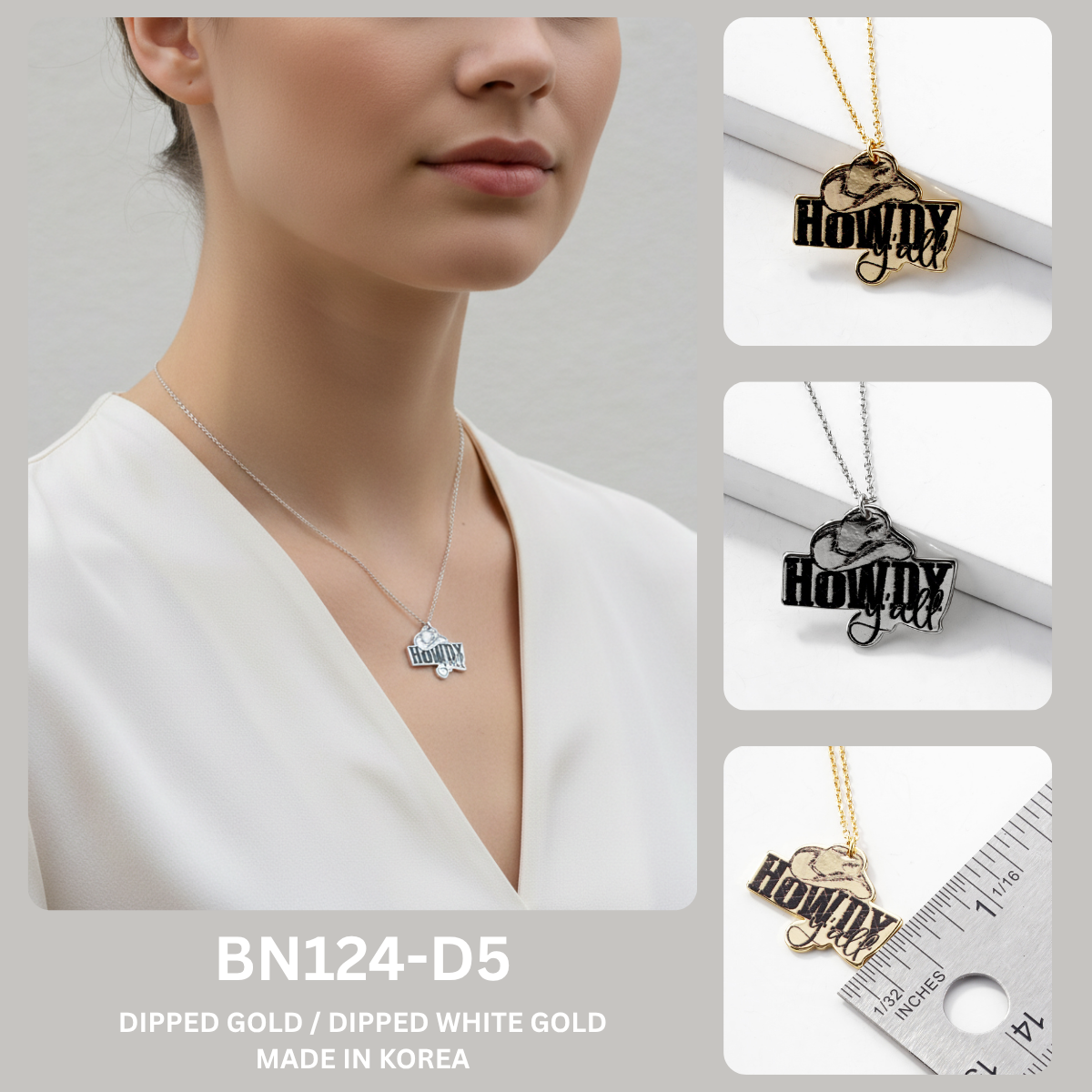 Howdy Y'all Cowboy Hat Western Pendant Necklace