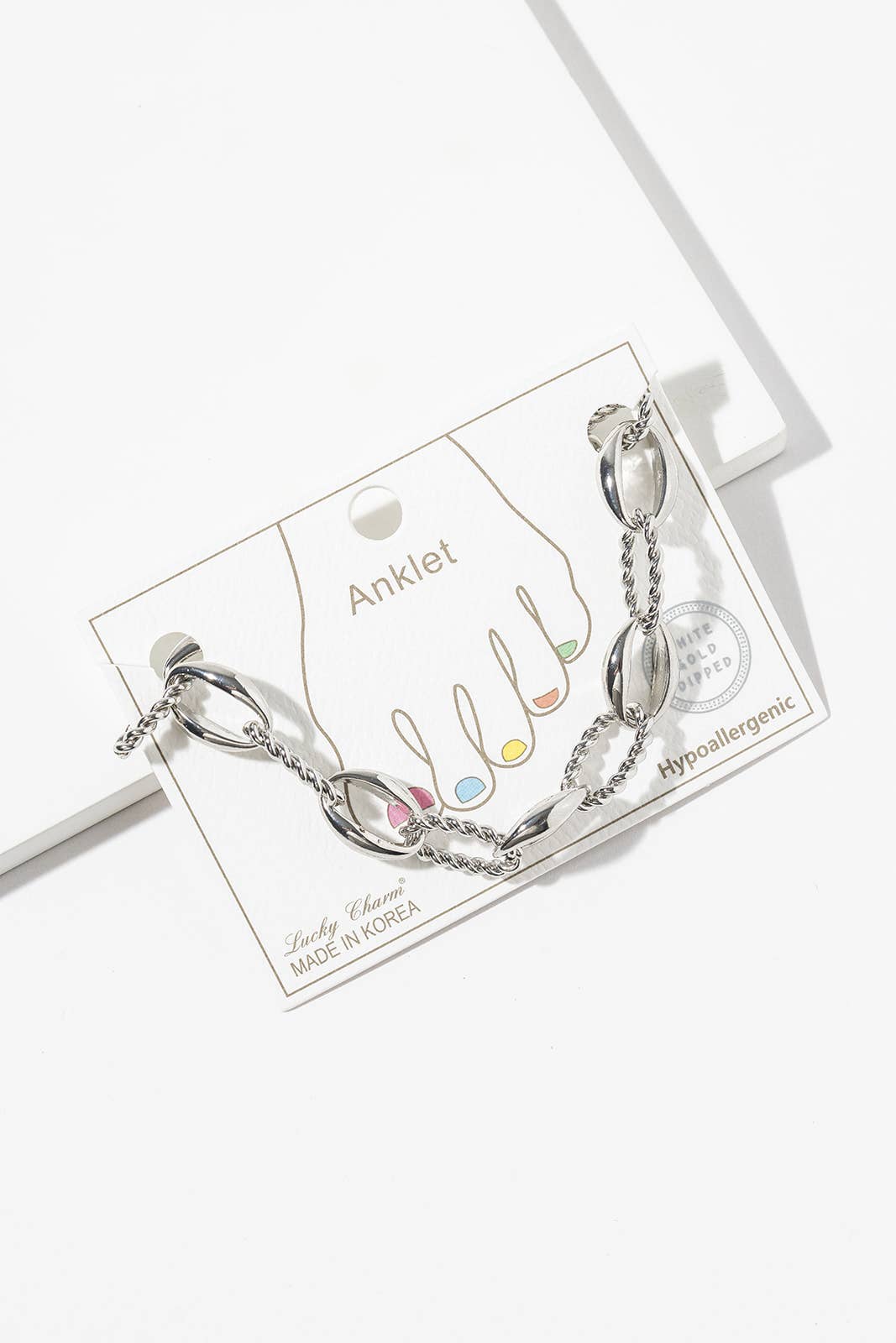14K Gold Dipped Hypoallergenic Twisted & Polished Chain Ankl