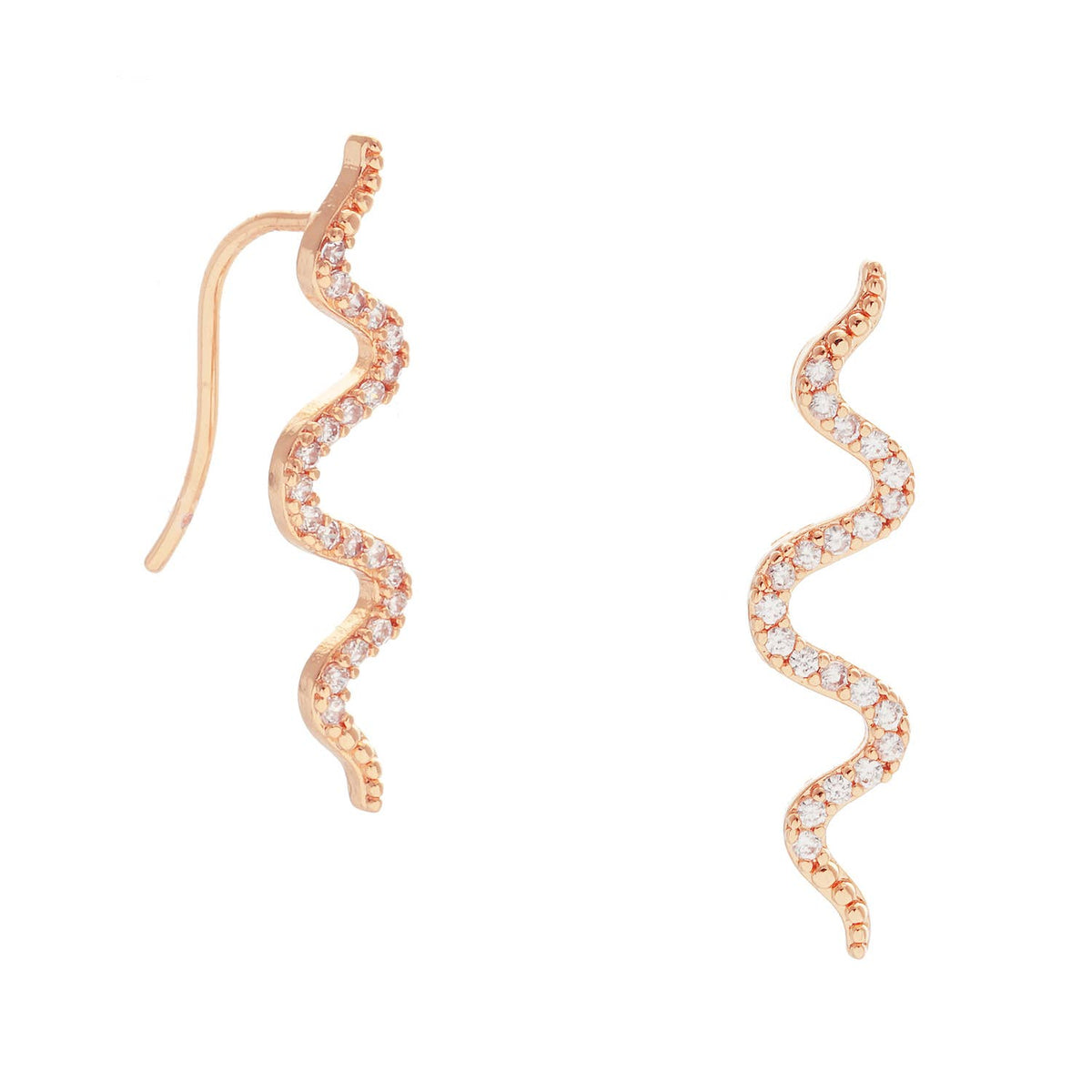 Wavy Cubic Zirconia Ear Crawlers