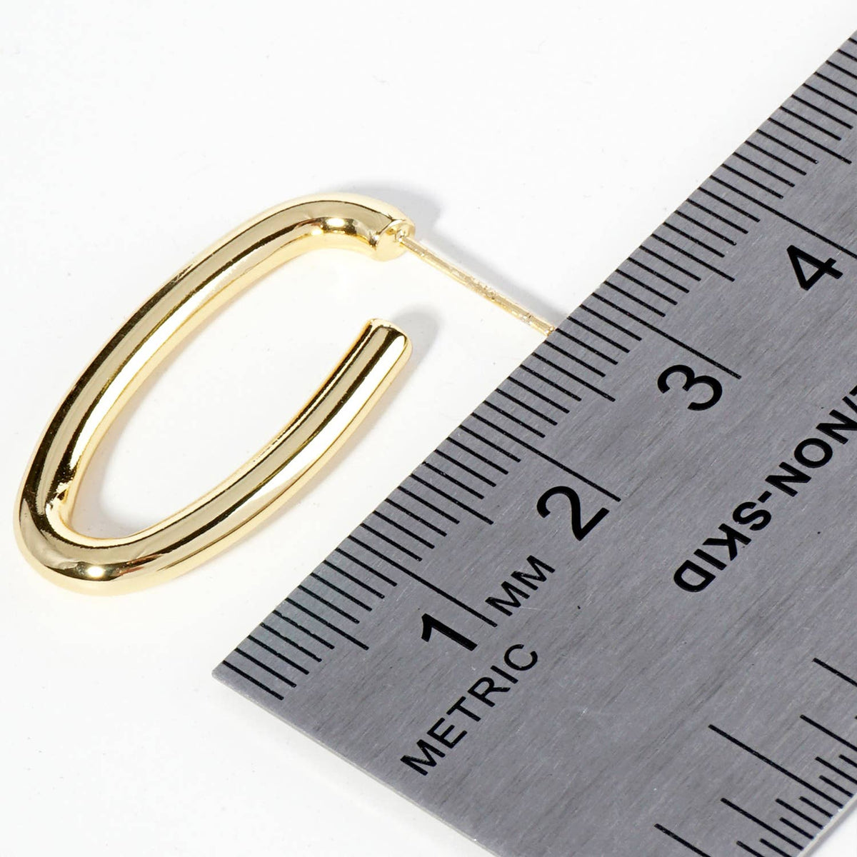 30mm Oval Hoop Earrings / 18K Gold Dipped
