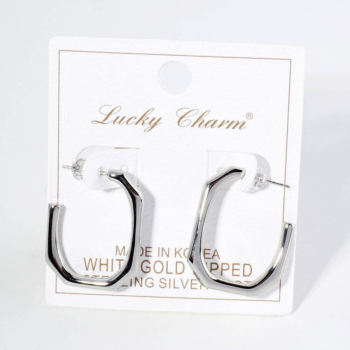 25MM OCTAGON HOOP EARRINGS / 18K GOLD DIPPED