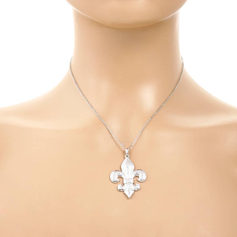 Gold Plated Bold Fleur De Lis Necklace