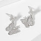 Pave-Set Double Butterfly Drop 18K-Gold-Dipped Post Earrings