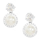 Bridesmaid Pearl & Cubic Zirconia Halo Drop Earrings