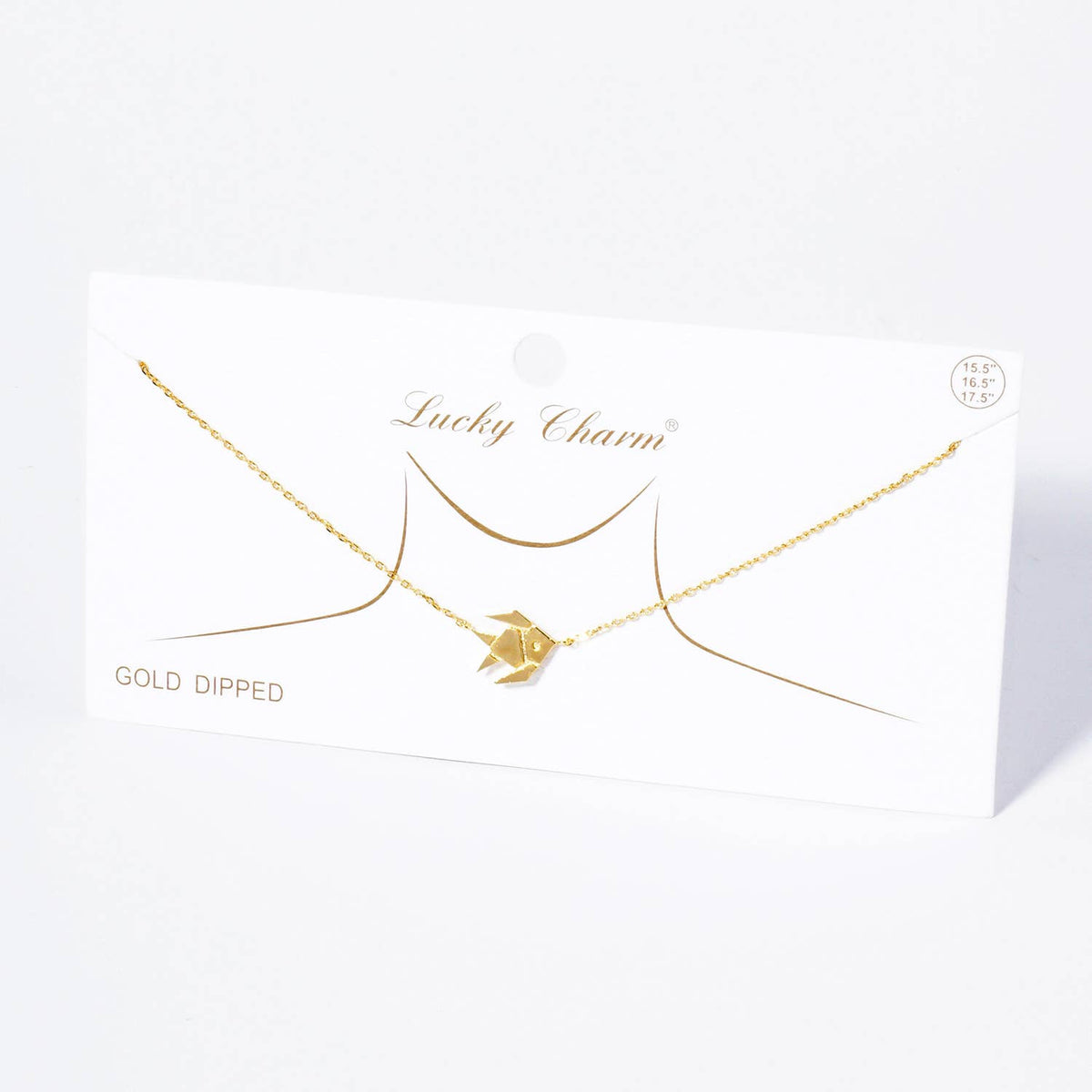18K Gold Dipped Brass Paper Fish Pendant Necklace