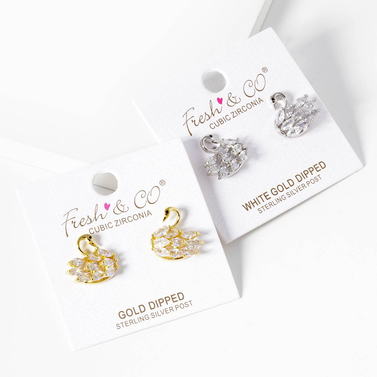 Dainty Cubic Zirconia Swan Stud Earrings