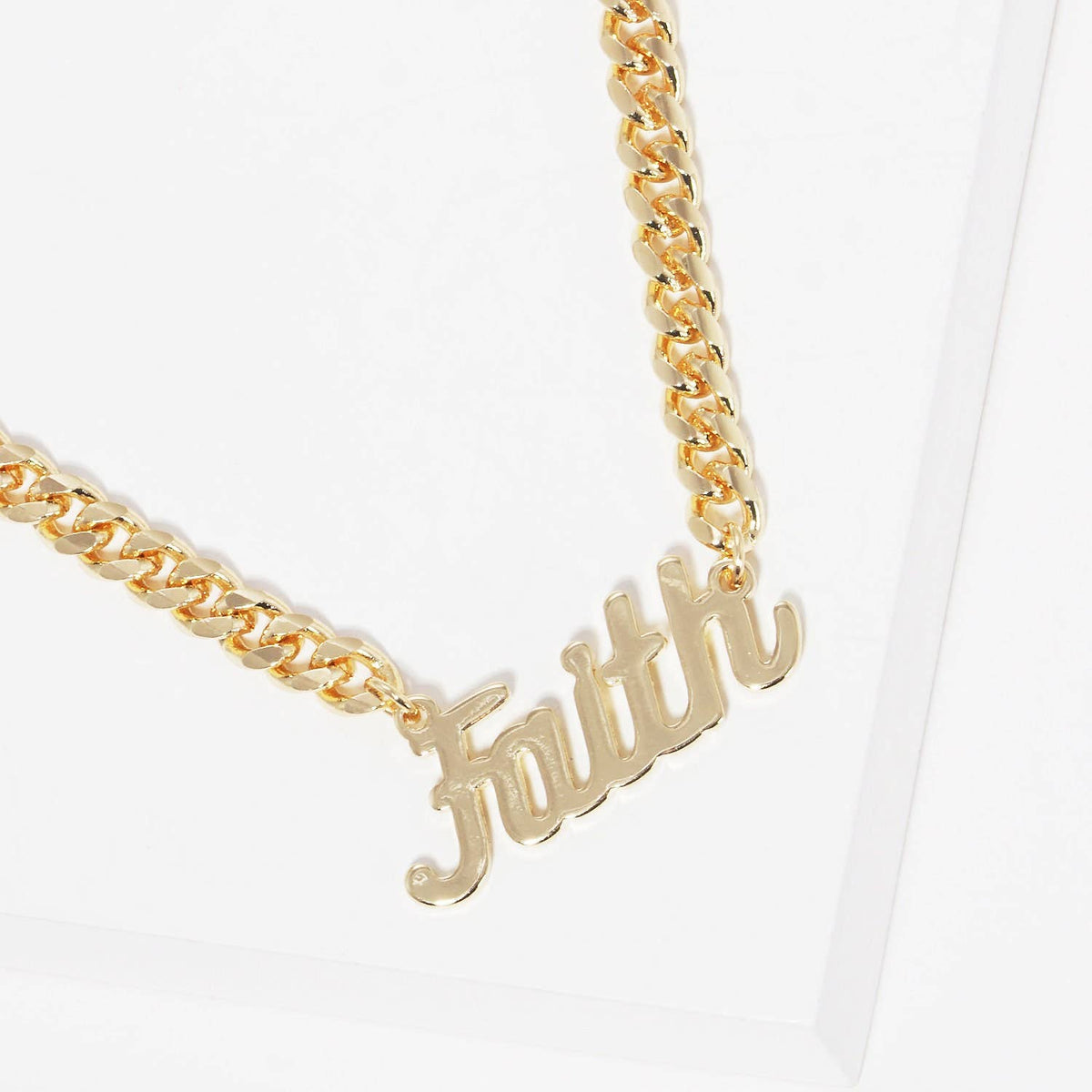 Gold Plated Cuban Link FAITH Necklace