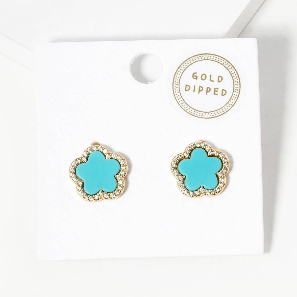 Dainty Clover Pave Cubic Zirconia Stud Earrings