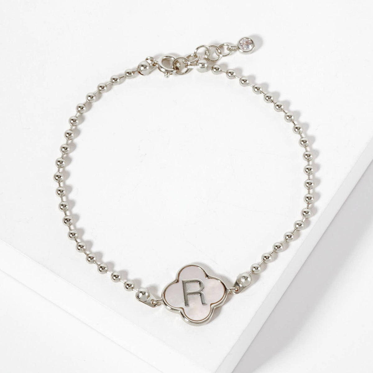 Dainty Gold Dipped Initial Clover Bracelet
