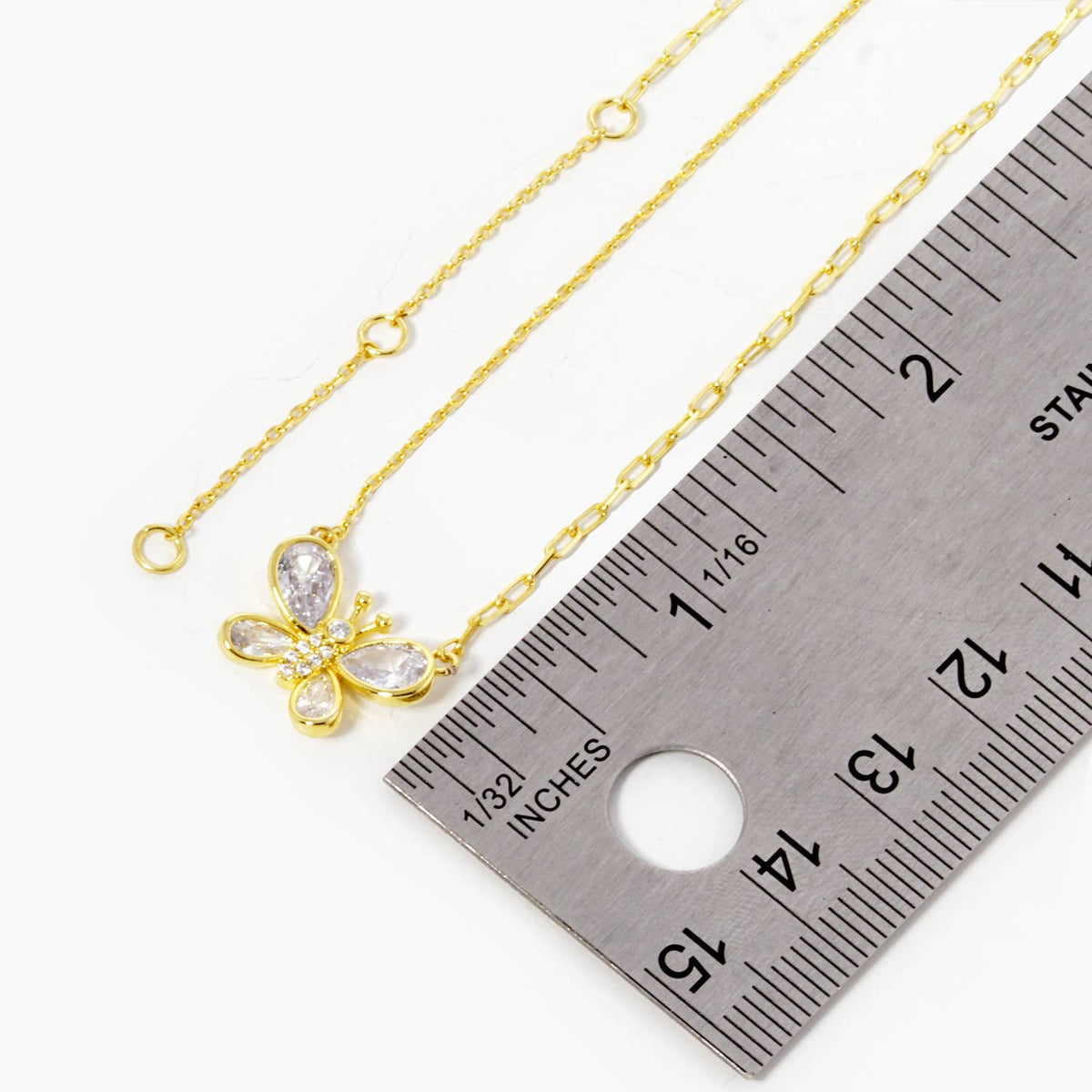 Dainty Cubic Zirconia Butterfly Pendant Necklace