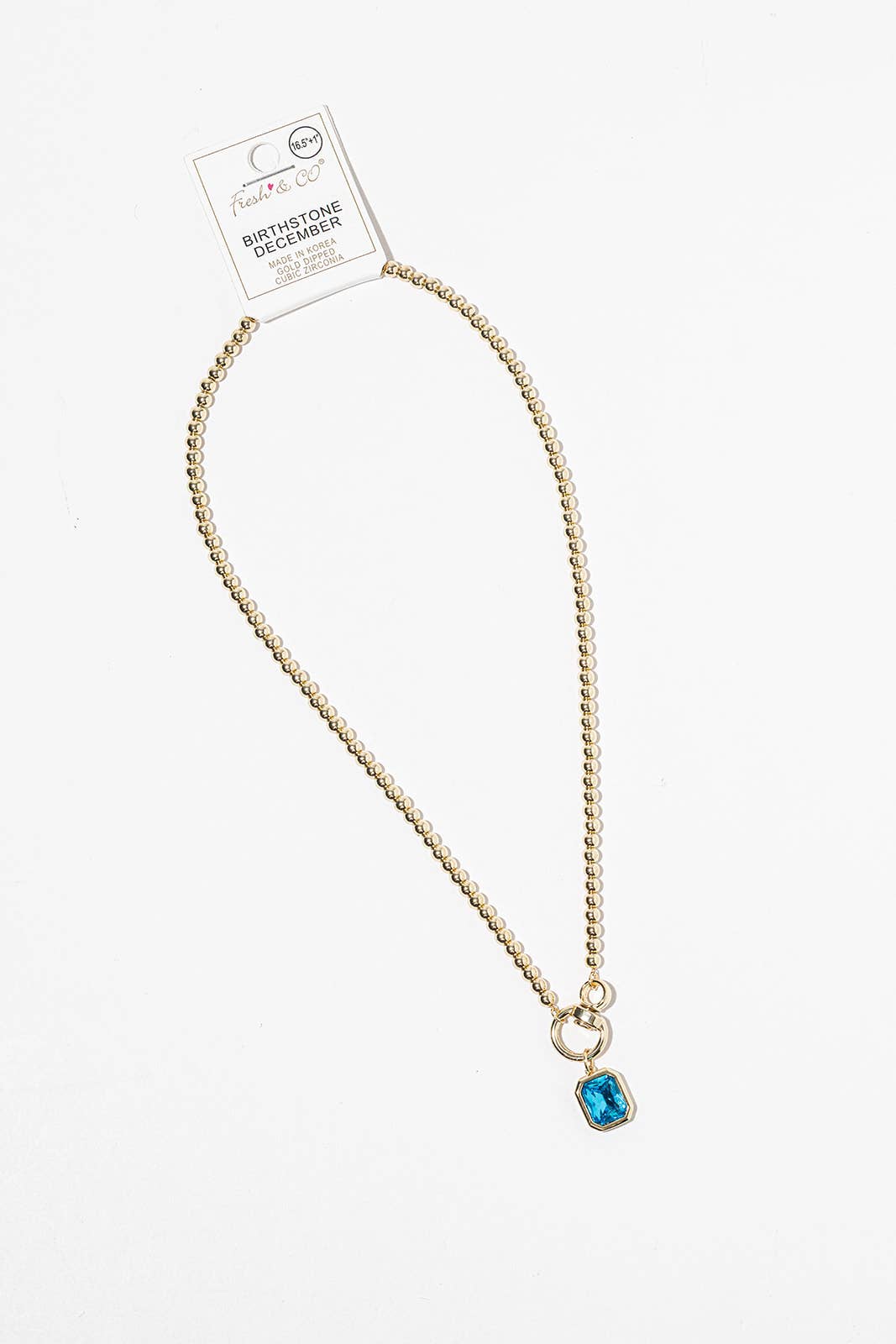 Birthstone Pendant Necklace – Gold-Dipped Ball Chain