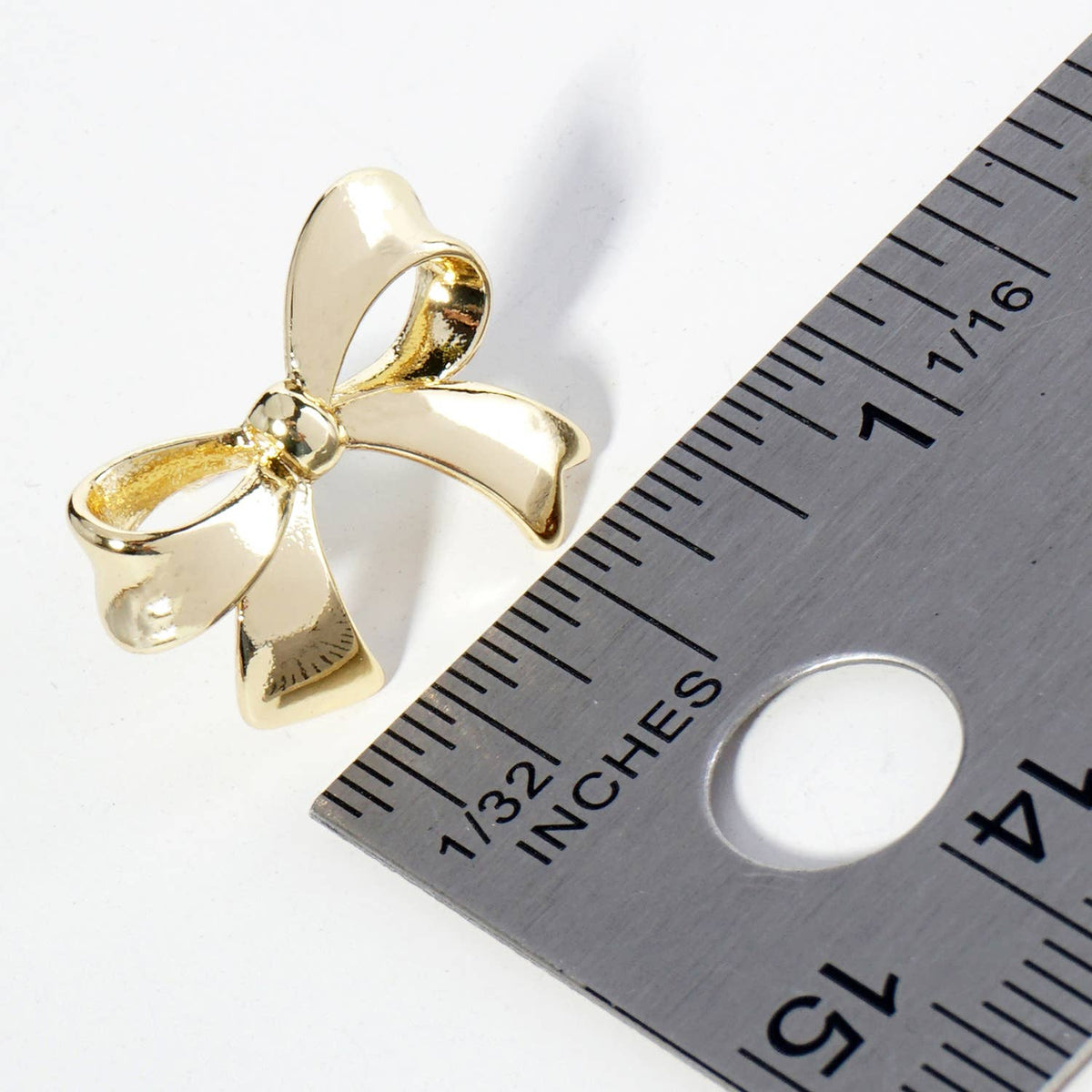 Ribbon Bow Stud Earrings / 18K Gold Dipped Brass.