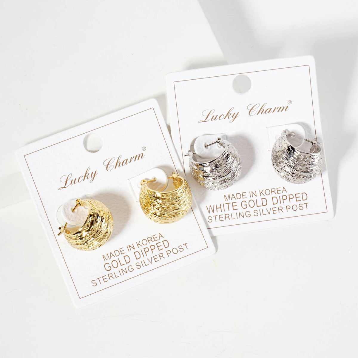 Textured 18mm Sphere Brass Hoop Earrings