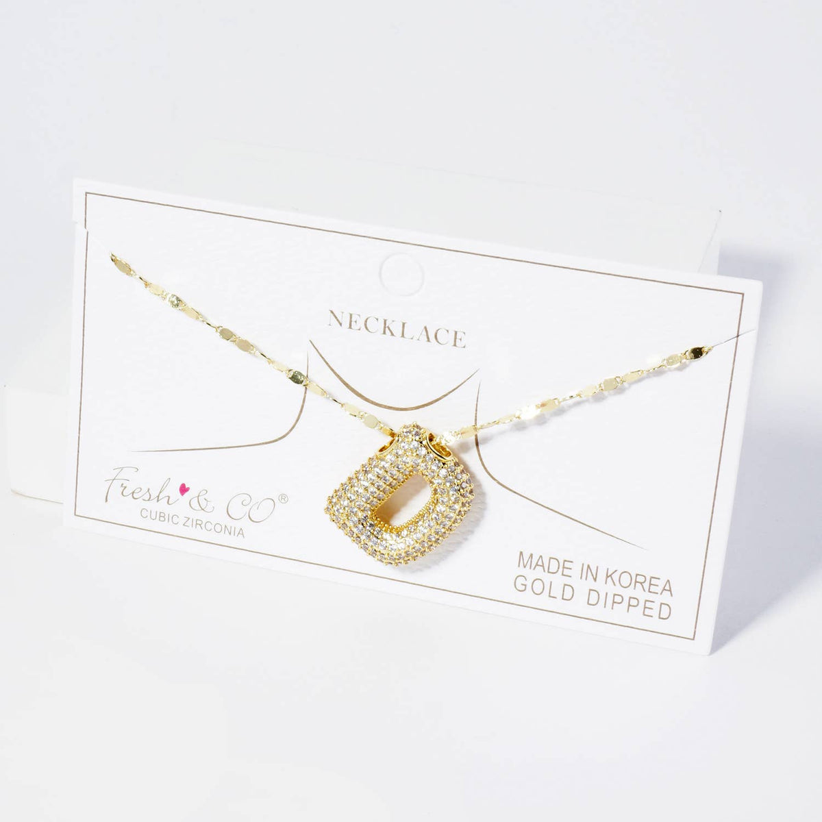 18K Gold Dipped Pave Set CZ Bubble Initial Pendant Necklace