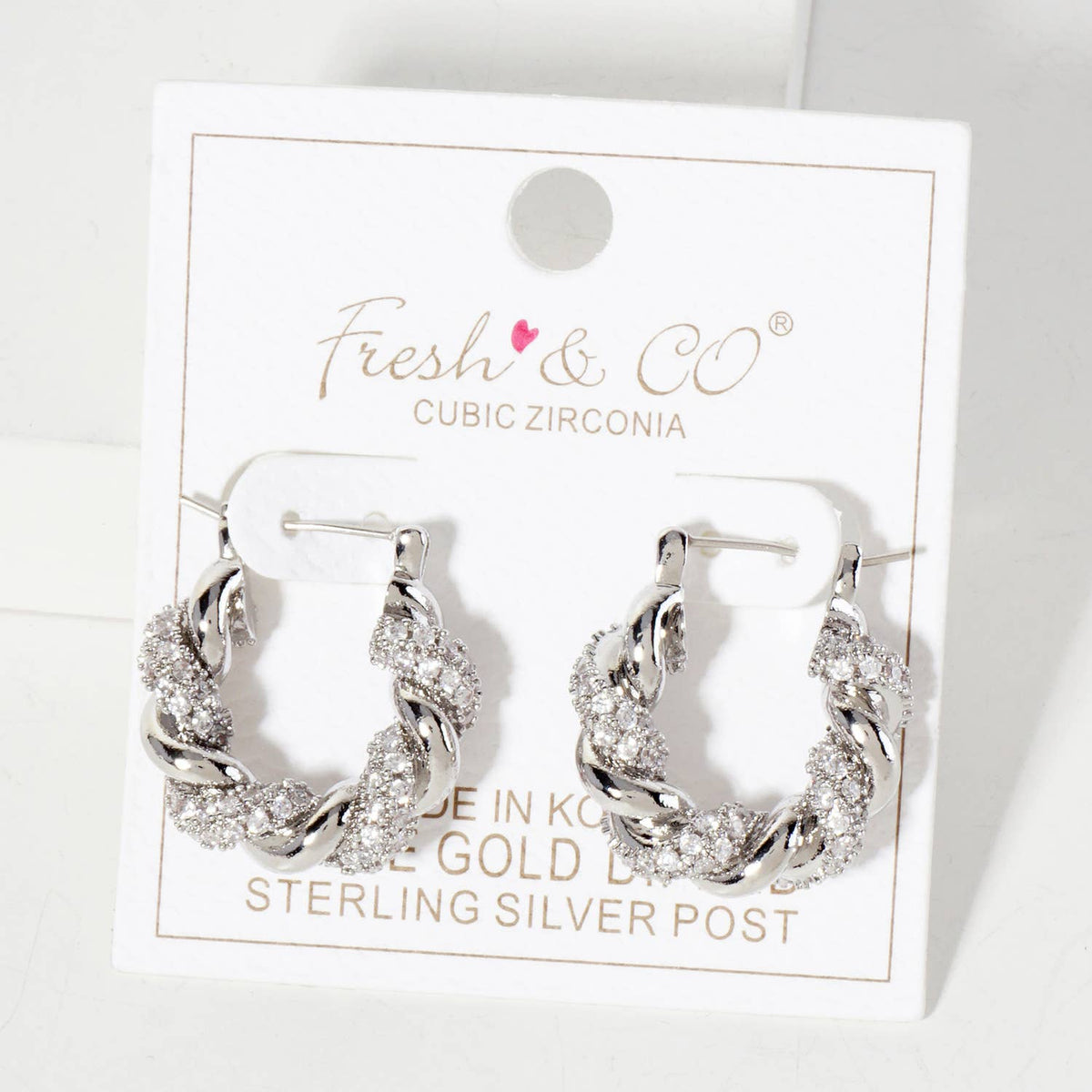 Rolled Design Single Row Embellishment 20mm Hoop Earrings