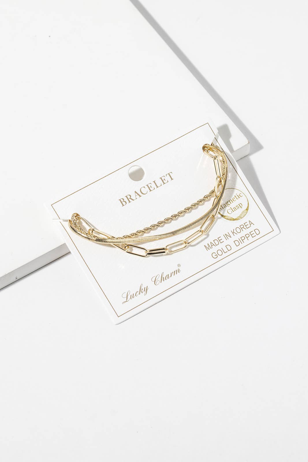 3-in-1 Layered Chain Bracelet with Easy Magnetic Clasp