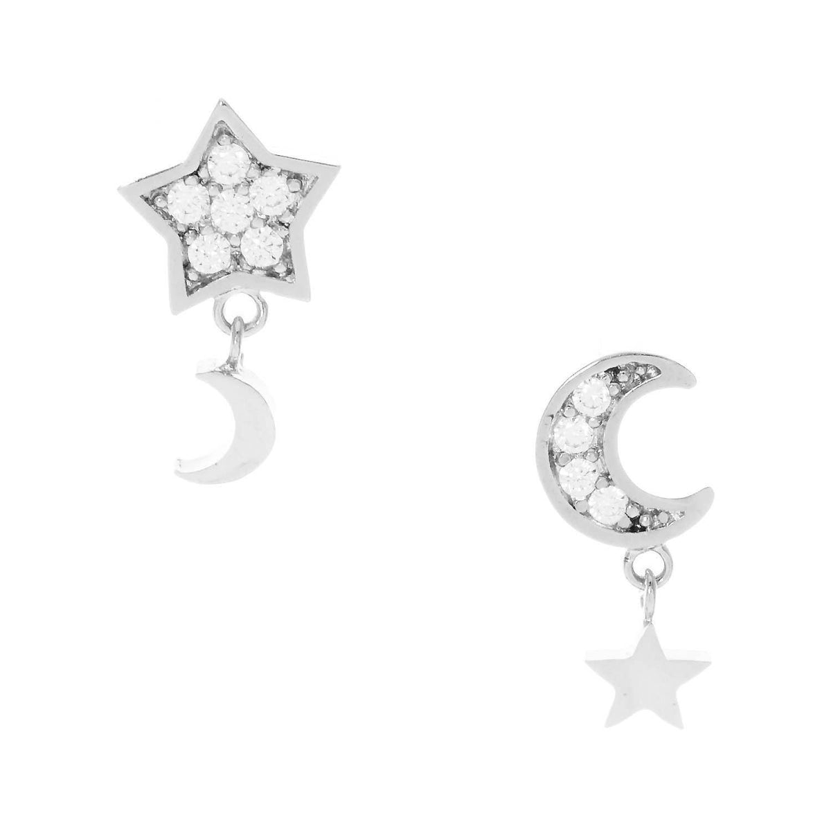 Gold Stars and Moon Dangle Earrings