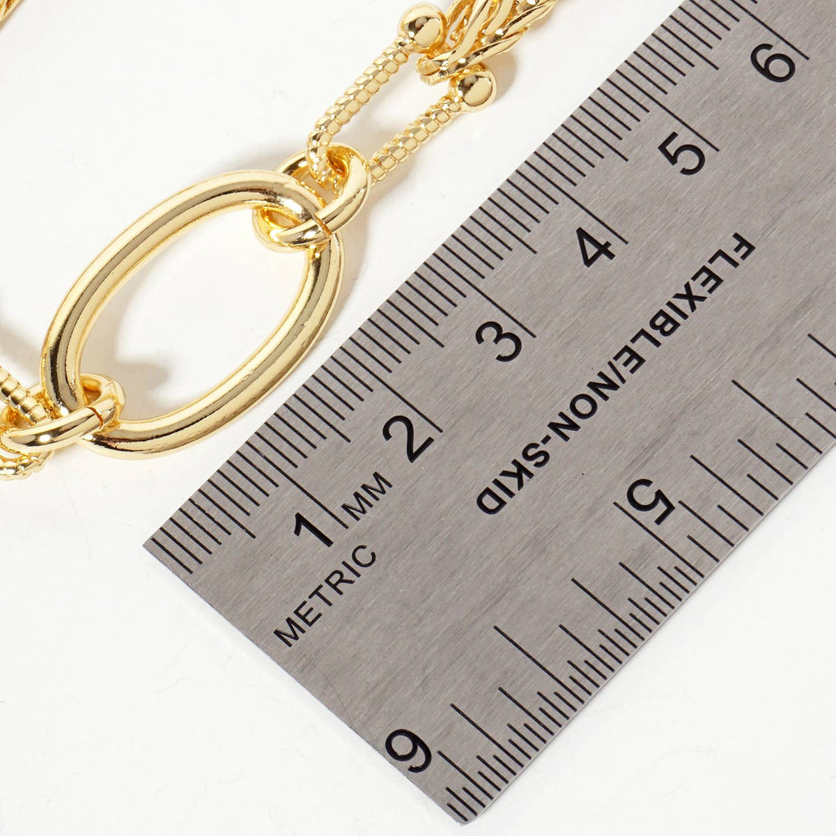 Three Oval-Shaped Accents 5mm Wheat-Chain Necklace