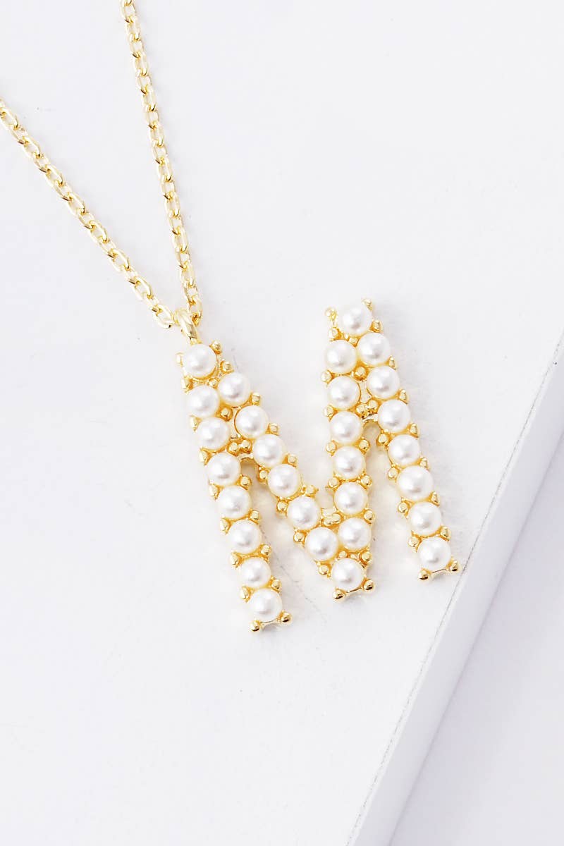 Gold Plated Pearl Initial Necklace
