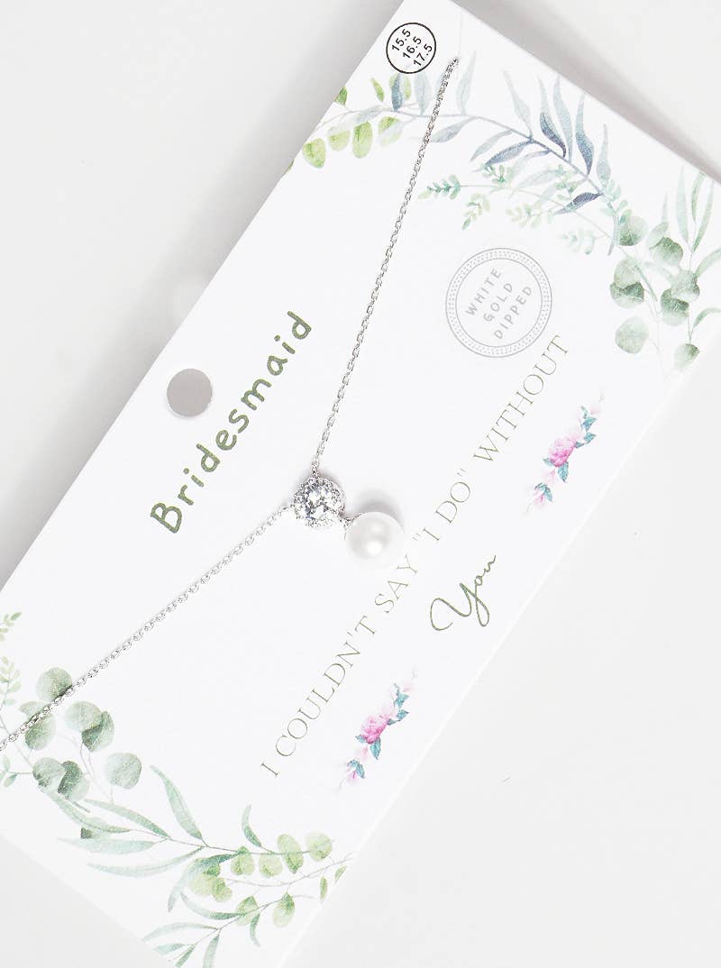 Bridesmaid Cubic Zirconia & Pearl Pendant Necklace