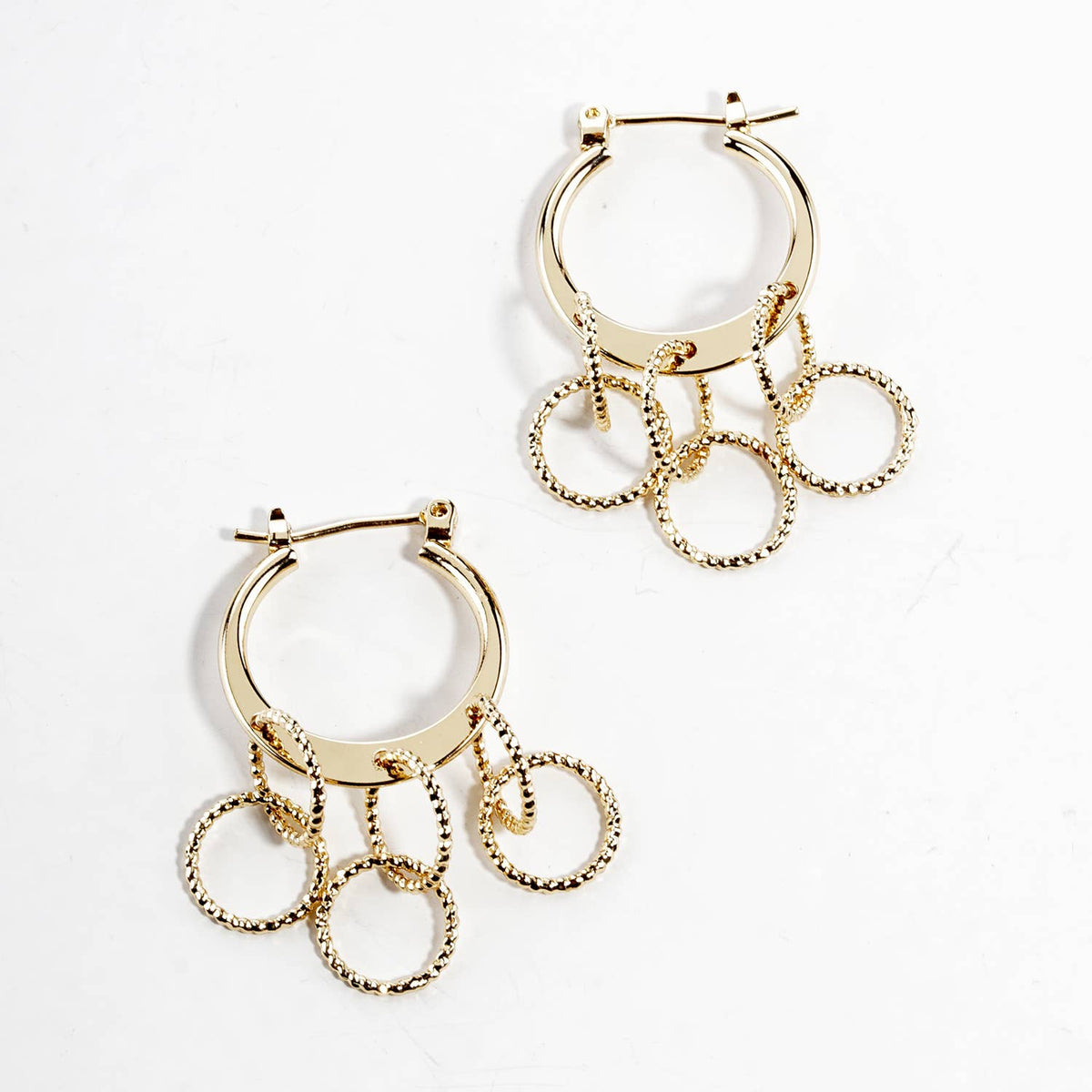 Multi-Ring Charm Huggie Hoop Earrings