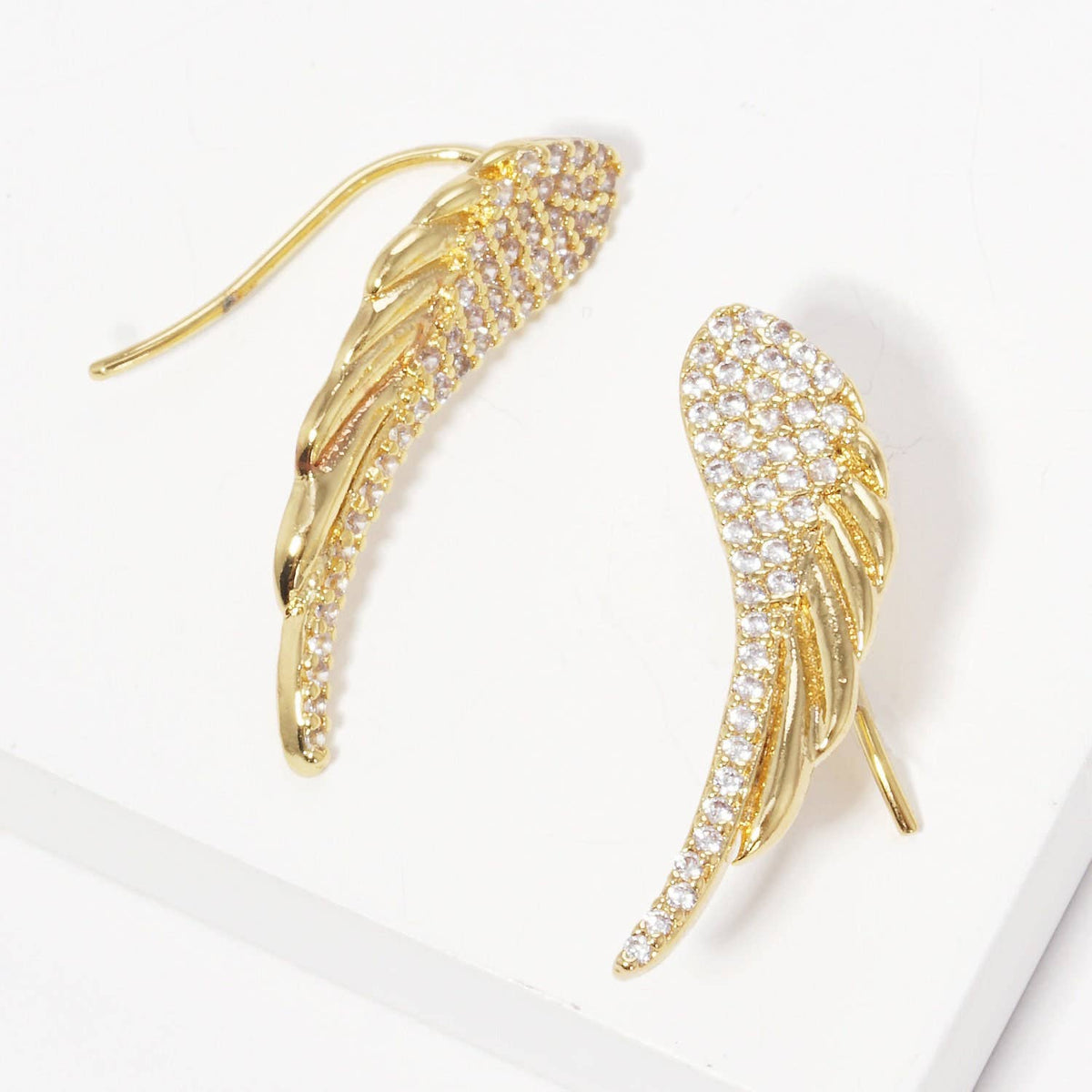 Gold Angel Wing Ear Crawler Earrings
