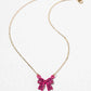Enamel Crystal Bow Pendant Necklace – Pavé Bow on Chain
