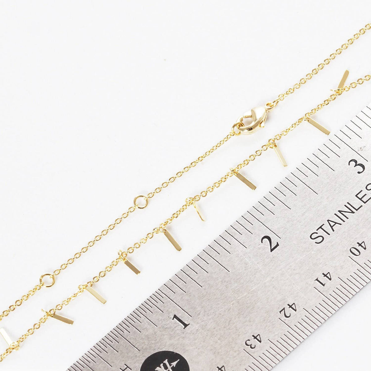 Gold Plated Chain w/ Dangling Mini Bars Necklace