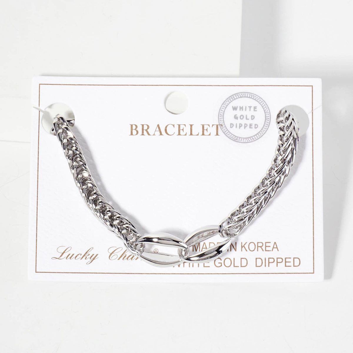 Mixed Texture Oval Link Bracelet