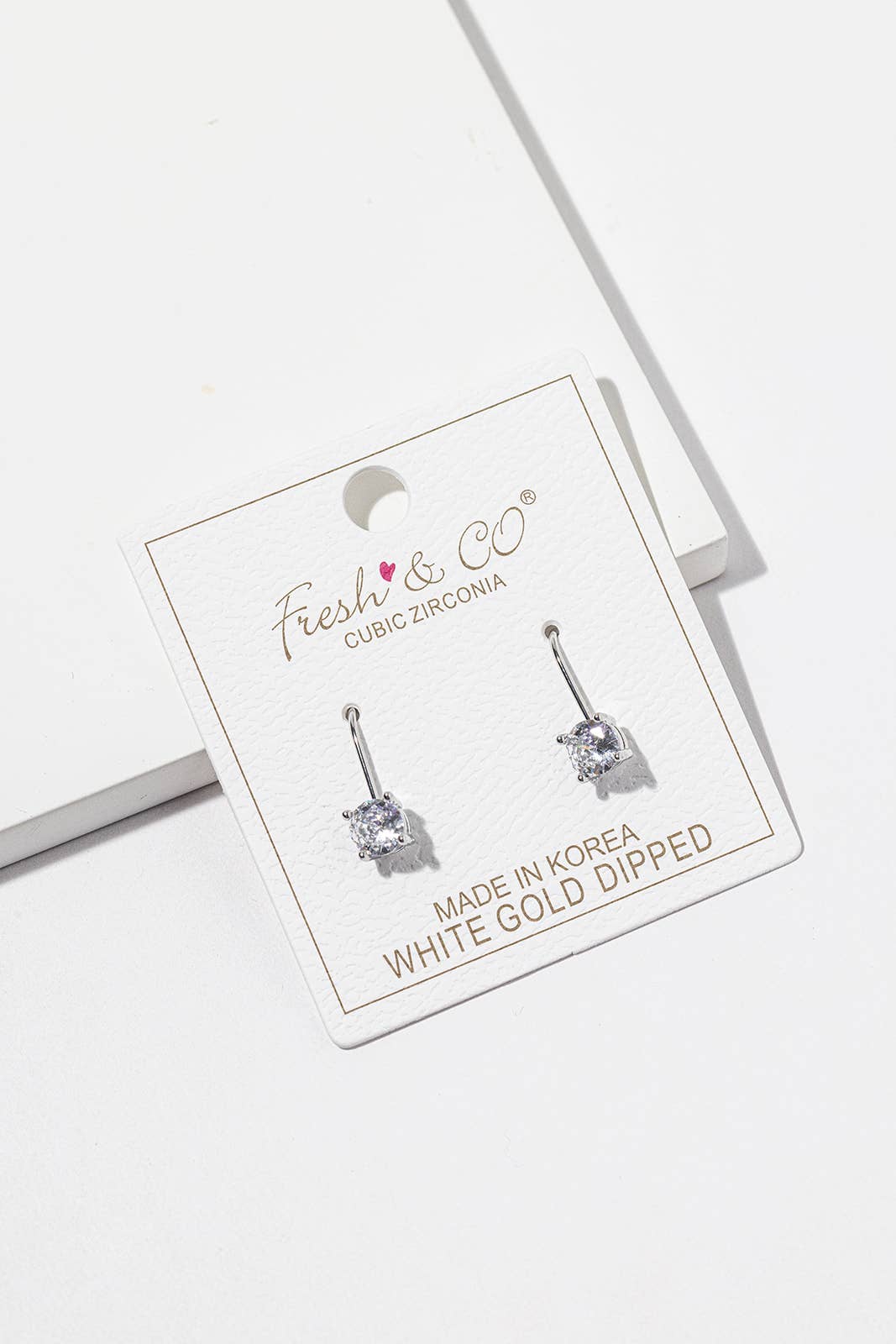 Round Cubic Zirconia Drop Earrings – Solitaire CZ on Lever