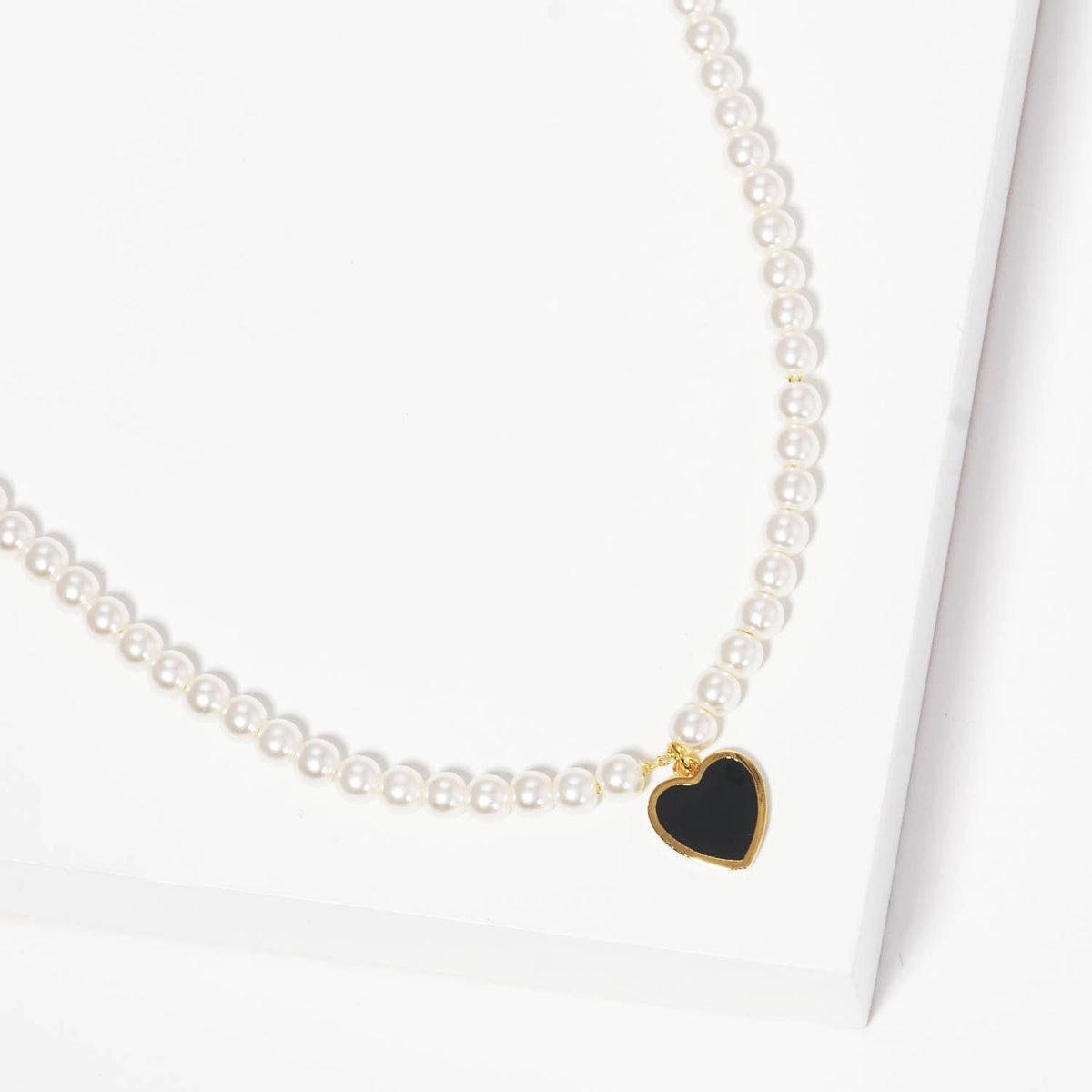 Gold Plated Heart Pearl Necklace