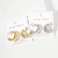 Polished Brass Wavy-Texture Tapered Open Hoop Earrings
