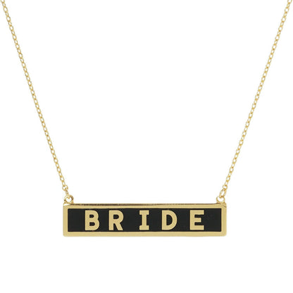 Gold Plated Mini Bar BRIDE Necklace