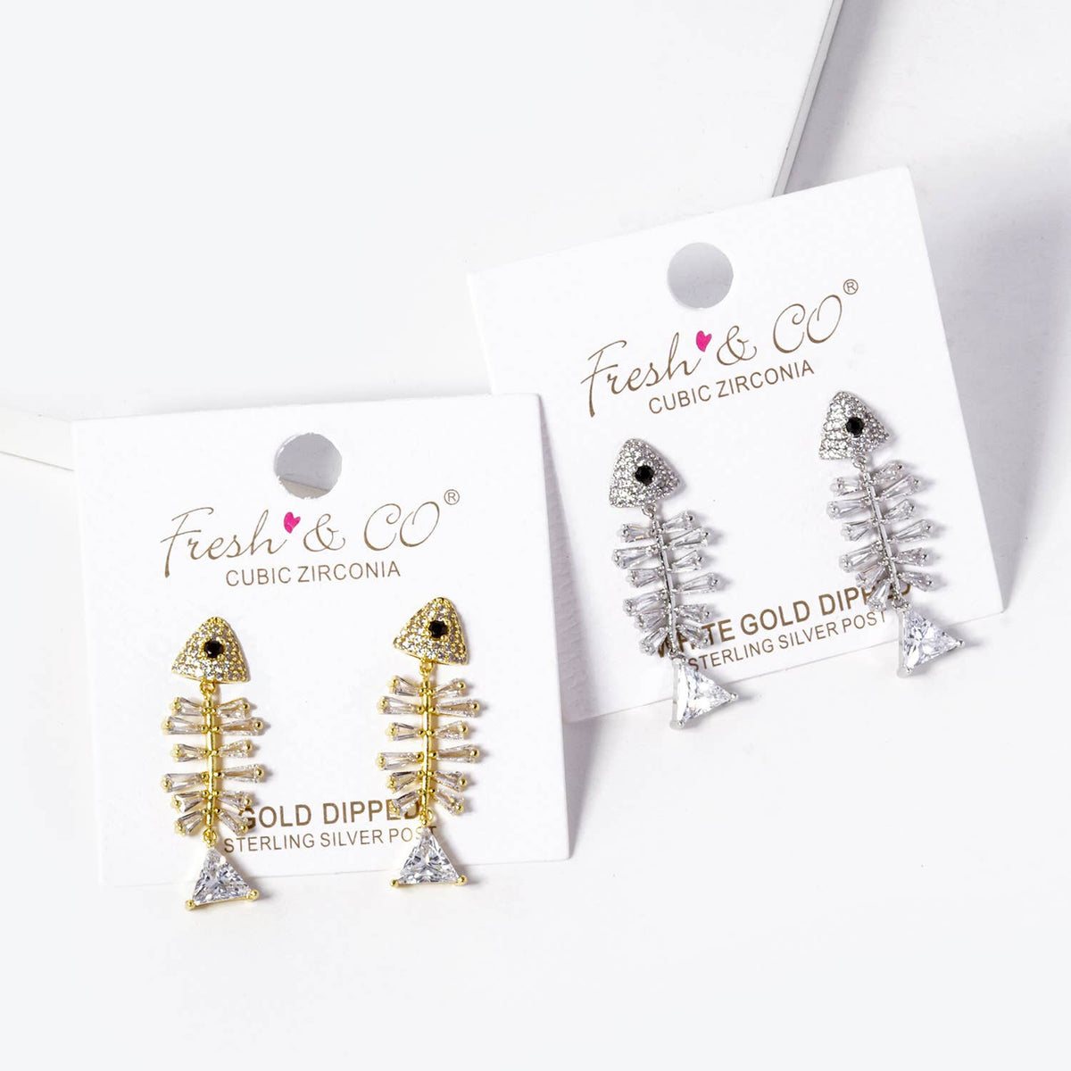 Sparkle Fish Bone Dangle Earrings
