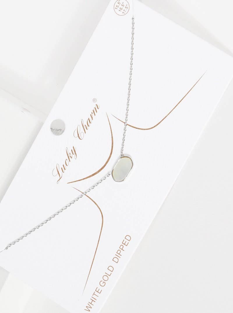 White Shelled Hexagon Necklace