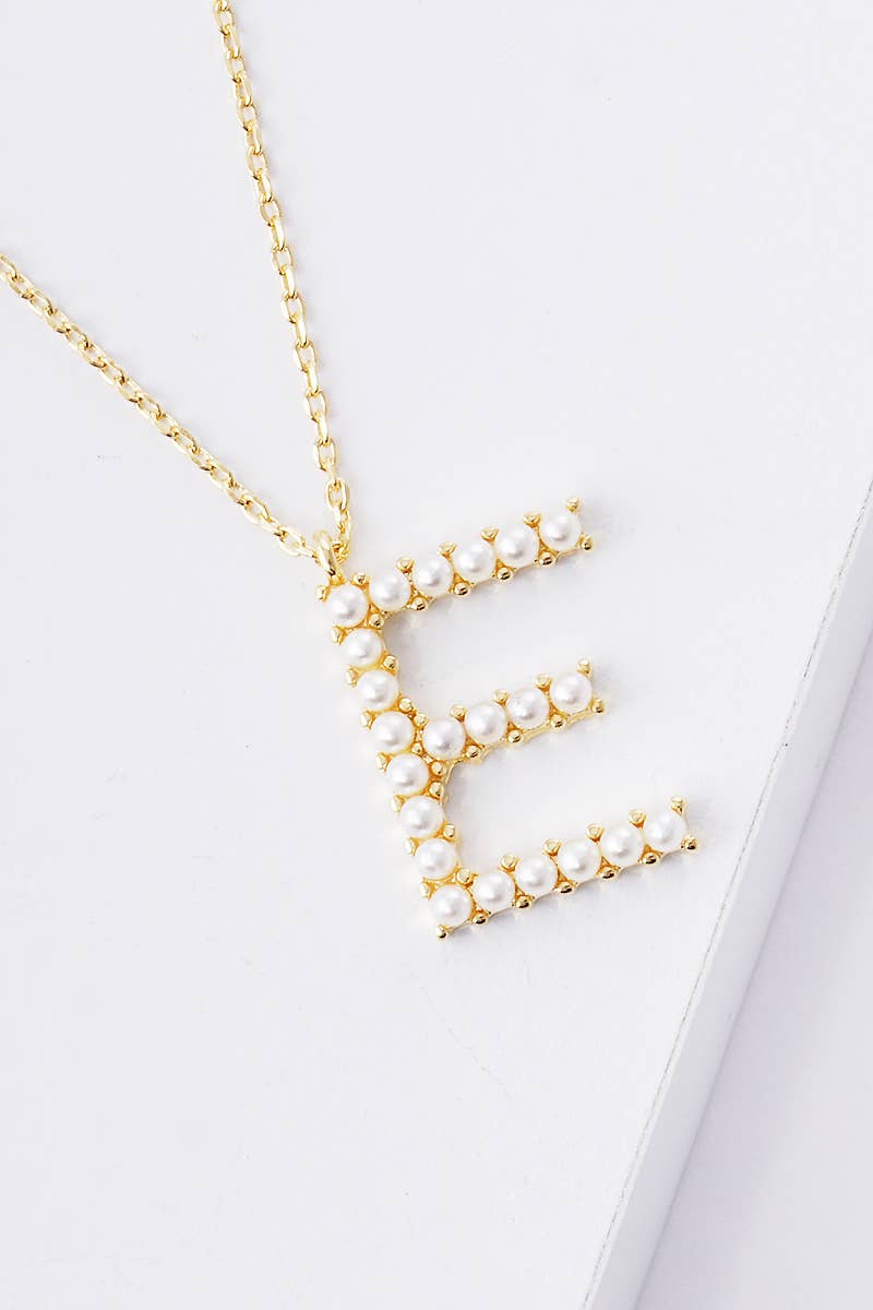Gold Plated Pearl Initial Necklace
