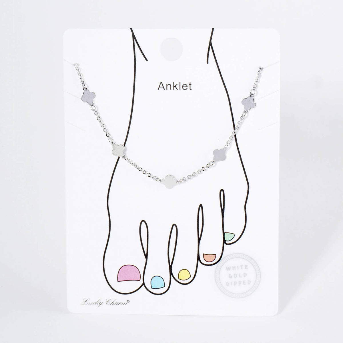 Dainty Four-Leaf Clover Charm Anklet