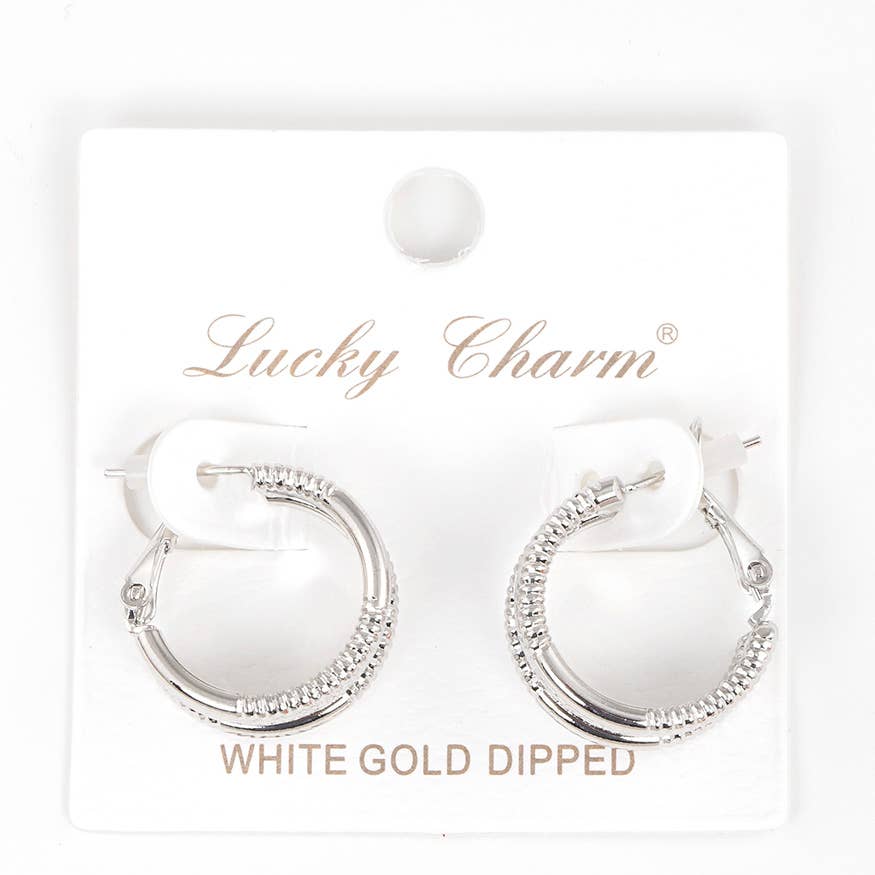 Gold Plated Textured Tubogas Hoop Earrings