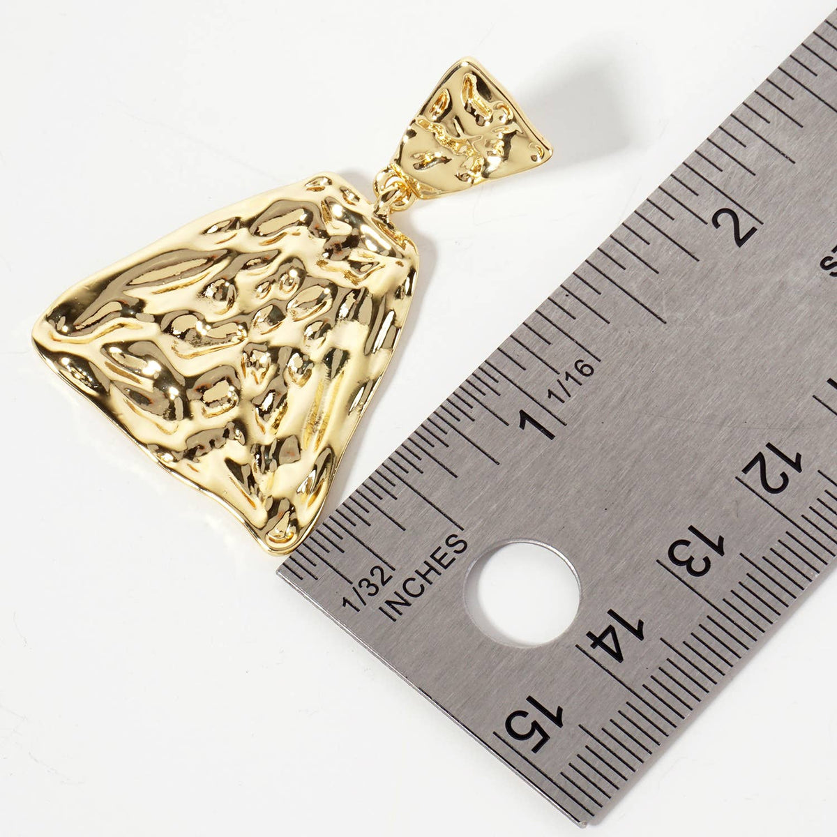 Polished Hammered-Texture Geometric Diamond-Shaped Earrings
