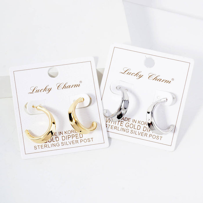 Polished Brass 25mm Teardrop-Shaped Open Hoop Earrings