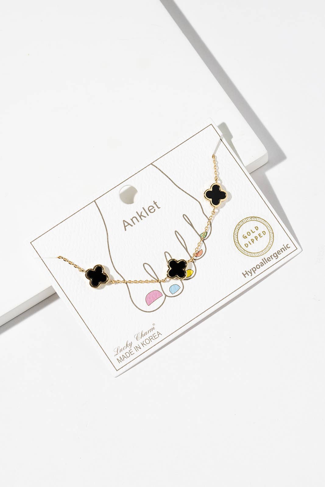 Lucky Charm Four-Leaf Clover Station Anklet - Multiple Color